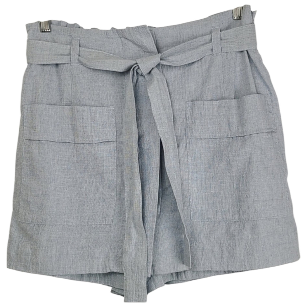 CAbi Blue Cotton Paperbag Waist Tie Front Skort M Lightweight High Waist Summer